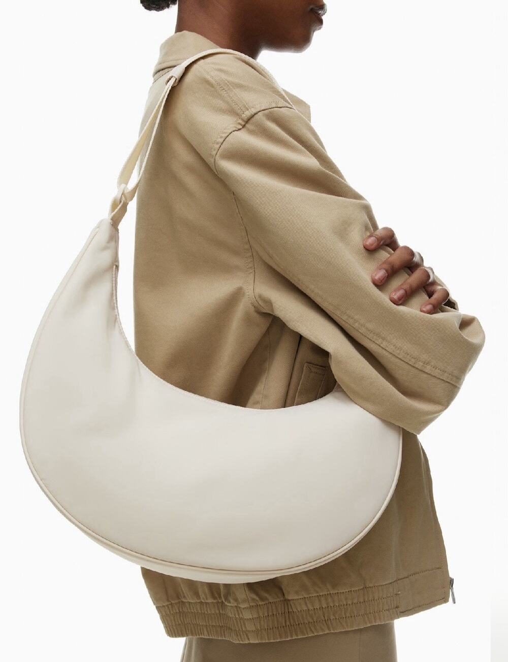 Aritzia Sunday Best Phoebe Nylon Crossbody Bag —Ivory Sporty Minimalist NWT